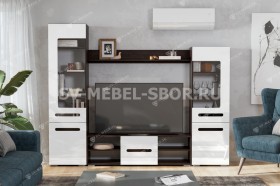 Мебель для гостиной МГС 6 (Исполнение 1/Венге/Белый глянец) в Артёмовске - artyomovsk.katalogmebeli.com | фото
