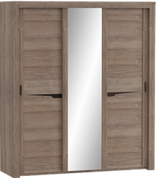 Шкаф трехдверный Соренто с раздвижными дверями Дуб стирлинг/Кофе структурный матовый в Артёмовске - artyomovsk.katalogmebeli.com | фото